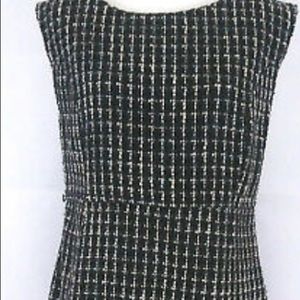 Houndstooth Black and White Lined Tweed Dress